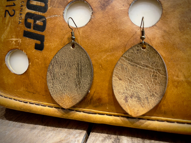 Vintage Goalie Leather 2" Drop Earrings