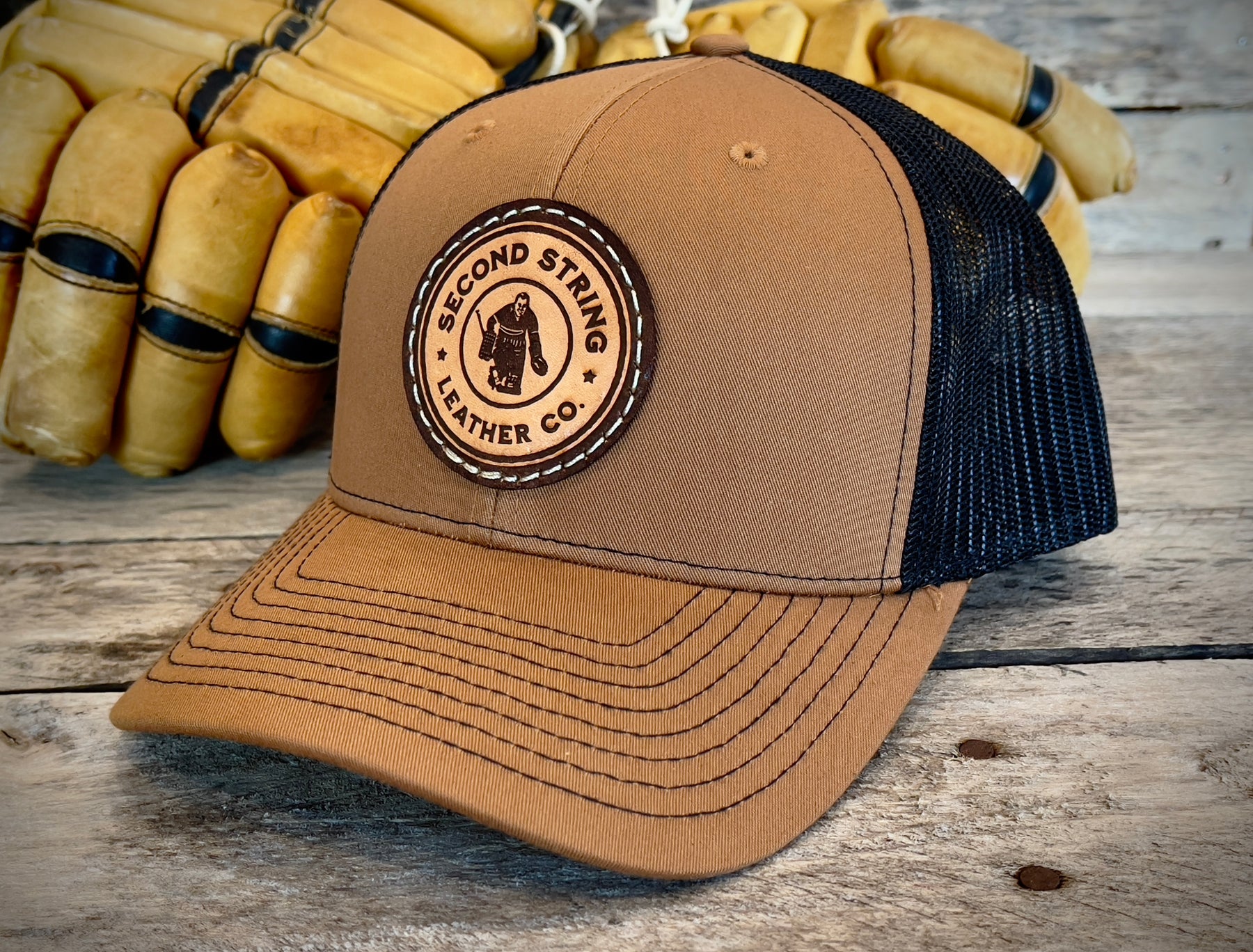 Caramel Trucker Hat With Black Mesh Back – Second String