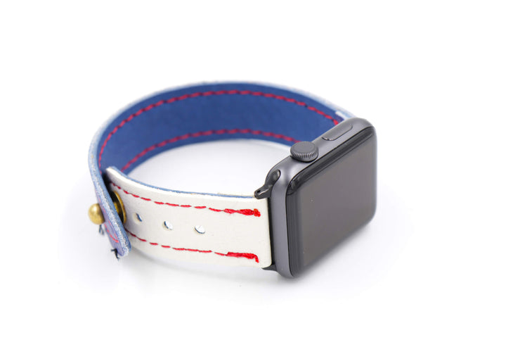 Les Habitants Collections Royal/White iWatch Band