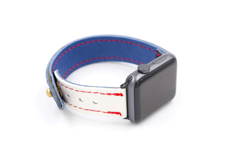 Les Habitants Collections Navy/White iWatch Band