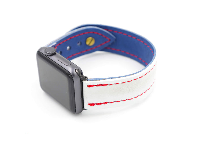 Les Habitants Collections White/Royal iWatch Band