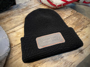 Winter Waffle Knit Beanie - Black