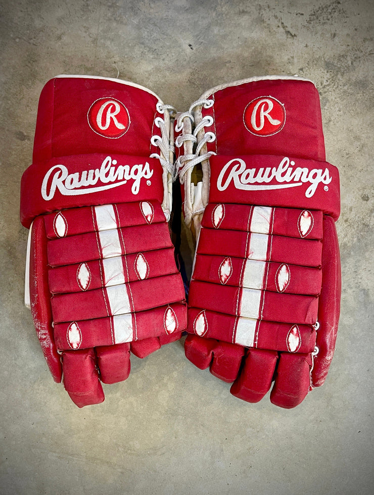 red wings handschuhe Rawlings Hockey Gloves 15" Pro Stock (Detroit Red Wings) – Second String Leather Company